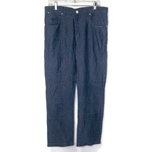 Richards Linno Men’s Blue Chambray 100% Linen Classic Fit Slacks Pants Size 34